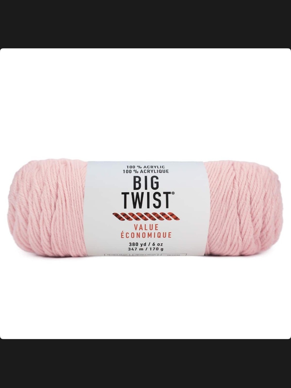 Soft Pink Acrylic Yarn - Value Twist